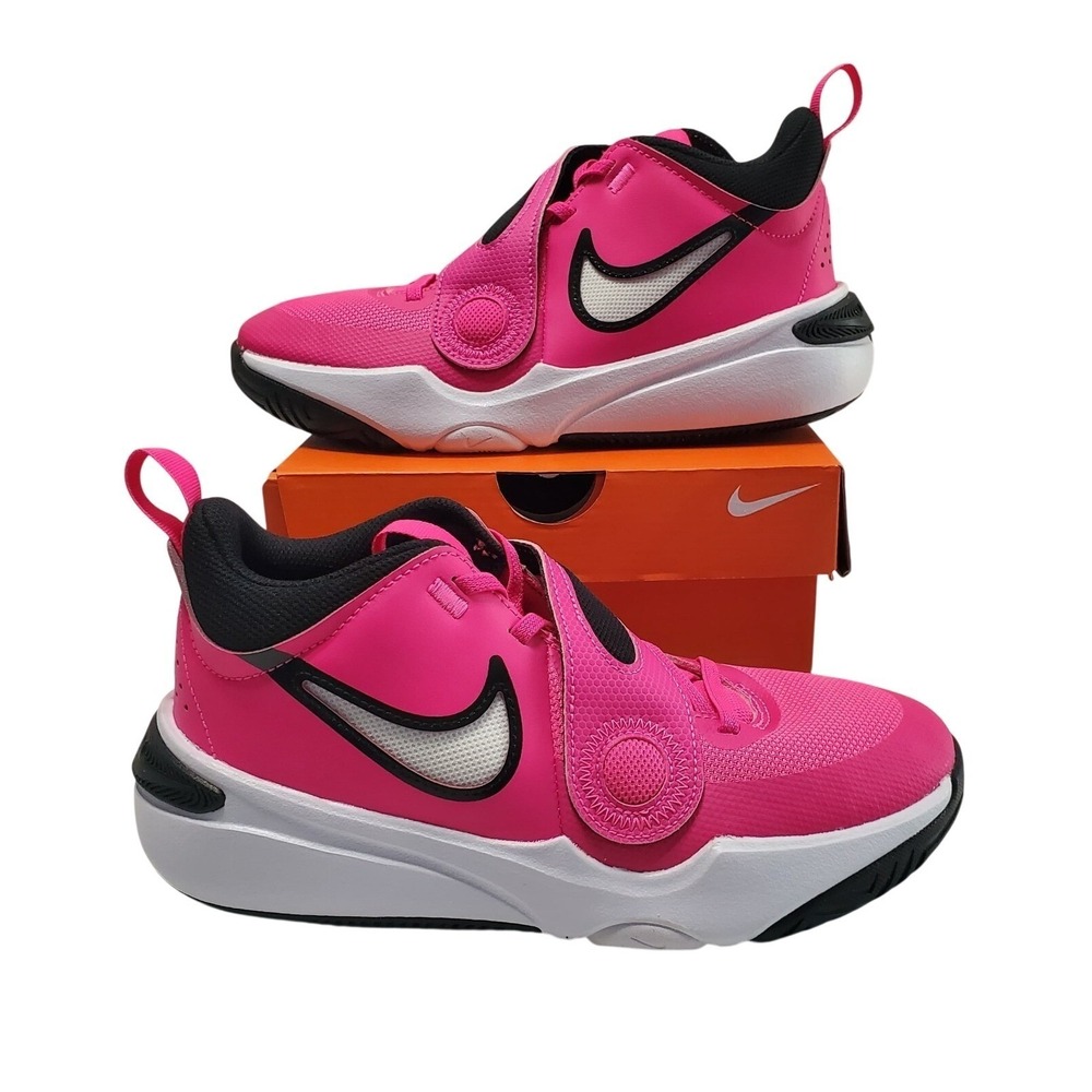 New Nike Team Hustle D 11 Kids Basketball Shoes Fierce Pink Black DV8996-6 Sz 6Y